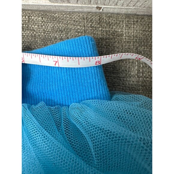 Girls Blue Ruffled Tutu Skirt & Bow Set With Satin Trim for Ballet Dance Party - Picture 4 of 7
